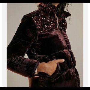BNWT Maeve Anthropologie Sequin Velvet Puffer